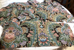 Vintage Upholstery Fabric Remnants Cut Pieces Multicolor Floral Crafts 2.3 Lbs.