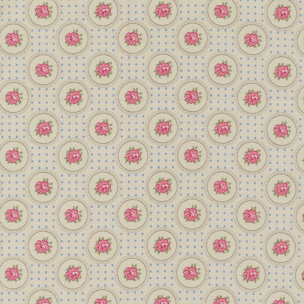 Sweet Liberty Circle Rose Blender Cobblestone by Brenda Riddle for Moda 1/2 Yard