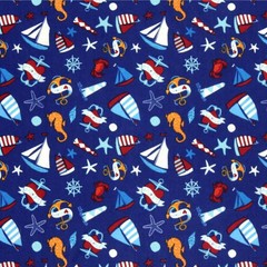 Ahoy Matey Fabric Sailboat 100% Cotton From Camelot BTY