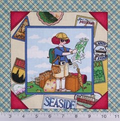 Mary Engelbreit Fabric Retro Travel Vacation Patchwork Quilt Block Coordinate LG