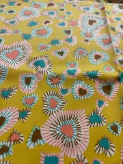 Vintage 60s 70s Sateen Mustard Hippie Love Hearts Mod Gogo Fabric Remnant 44×52