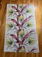 Gorgeous Vintage Barkcloth Fabric Piece 34”x55”
