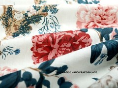 5 Yard Hand Block Print Handmade Cotton Indian Natural Portulaca Flower Fabric