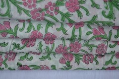 7 Yard Hand Block Floral Print Fabric 100%Cotton NO TARRIF CHARGES 100%✅ZK_234