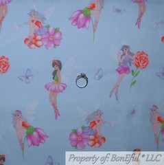 BonEful Fabric FQ Cotton Quilt Rainbow White Pink Aqua Blue Stripe Baby Unisex S