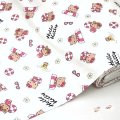 Sanrio Hello Kitty Sunburn Summer Vacation Cotton Oxford Fabric W109cm per 50cm