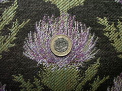 Scottish Thistle Curtain Fabric Black And Violet Upholstery Cushion Jacquard