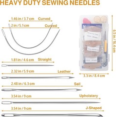 Upholstery Repair Kit, Bonded Round Waxed Thread Set with Heavy Duty Sewing Need