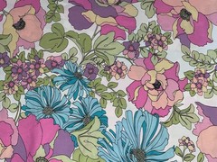 By 1/2 Yd Pink Blue Flowers Green Cotton Quilt Fabric Traditions 2010