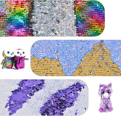12Pcs A4 Size Pink One-Side Reversible Glitter Sequin Fabric | Colourful Sensory