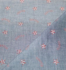 Houston Astros Chambray ~ Logo Pattern MLB Cotton Fabric 1/4 Yard 9” X 58”