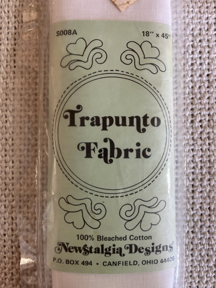 Trapunto Fabric 100% Bleached Cotton 18 In X 45 In NOS