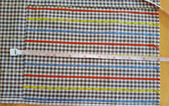 BROWN GINGHAM FABRIC EMBROIDERED X’s 2.5yd x46″ READ