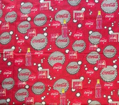 Coca Cola Fabric Glass Bottles 5¢ Caps 3 Yards x 44″