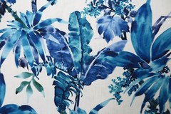 CHIVASSO CURTAIN FABRIC DESIGN “Jungle Like” 3.4 METRES BLUE LINEN BLEND