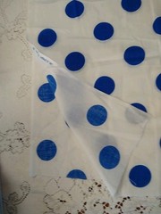 Large 1 1/2″ Royal Polka Dots Printed Fabric White Back 100% Cotton BTHY 18×46″