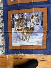 Marshall Dry Goods Wolf Panel Four Images + Borders 100% Cotton Fabric USA
