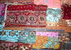 10 qty Lot of Multi shade Beaded fabric, Applique Fabrics, Doll art,Junk Journal