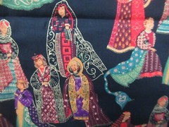 Christmas ROYALITY PEOPLE Gold VTG. Hancock Minnesota Fabric RARE SBTY X