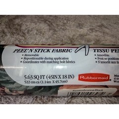 VTG FabriCraft Peel N Stick Fabric Rubbermaid Remembrance Black Floral Cottage