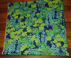 Fabric Remnant Klopman Mills 1970 Blue Green Floral 2 Yards 44 Inches Wide