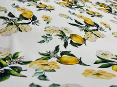 Lemon Floral Scuba Crepe Fabric Stretch Dressmaking Sewing Material 150cm Wide
