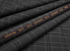 Gray Checked Windowpane Plaid Suiting Fabric Cashmere Wool