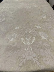 VTG Damask Floral Scroll Decorative Upholstery Fabric Textured Beige Gold 2 Yd