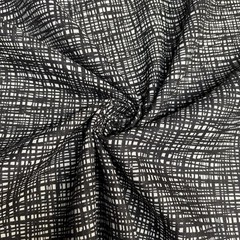Fabric By The Yard Black And White Abstract Crosshatch Polyester Upholstery