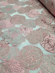 Blush Pink Metallic Floral Brocade Fabric Sold By The Yard On White Organza