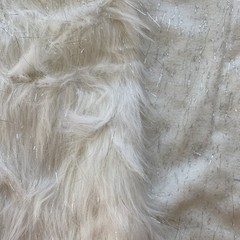 55″x36″ Faux Fur Long Pile Sparkling Tinsel WHITE Fabric Uncut Piece Craft