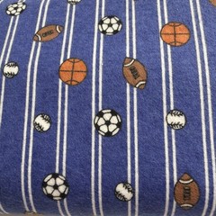 Flannel blue with Basketball Baseball Soccer Balls Football Fabric Sew Sewing