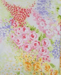 Floral Cotton Fabric Made in Japan Pink Green Orange Lavender 3.5 + Yards Spring