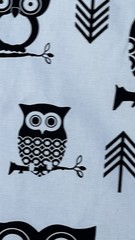 Hooty owl Animal Print Fabric Black White Pattern USA