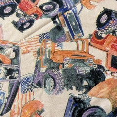 Sexy Country Men Cotton Flannel Fabric Shirtless Cowboys Trucks Flags