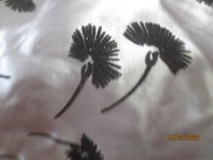 Vintage 8 yds x 56″ Gorgeous Silver Gray Flocked Black Floral SIlky Poly? Fabric