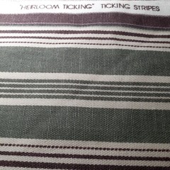 Waverly Exclusive Fabric Remnant Heirloom Ticking Olive Green Brown 2.5 yd x 18″