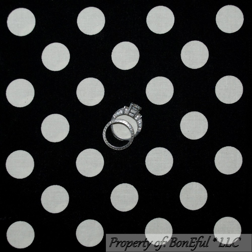 BonEful Fabric FQ Cotton Quilt Black White B&W Polka Dot Mickey Minnie Disney US