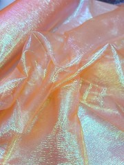 Orange Iridescent Organza Fabric Sold By The Yard Sheer For Clothing Decoration