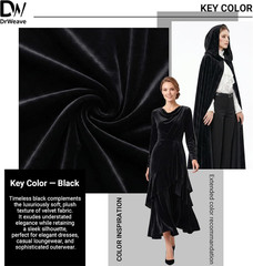 Stretch Velvet Fabric by the Yard Black 60 Inch Wide 3 Yards | 90% Polyester 10%
