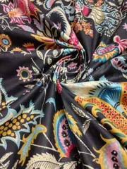 25 Yards Fabric Indian Black Paisley Hand Printed Cotton Fabric Sewing Fabrics