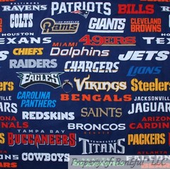 BonEful FABRIC FQ Cotton Quilt Blue Red White American Sport NFL Football Team S