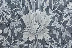 WILLIAM MORRIS CURTAIN FABRIC DESIGN Pure Honeysuckle & Tulip 3.7 MTRS BLACK INK