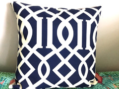 Richloom Solarium Outdoor Fabric Blue Geometric Kirkland 3 Yards Lot