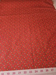 Vintage 1940’s-60’s Green Pink Blue Calico on Red 27″ L x 36″ W Cotton Fabric