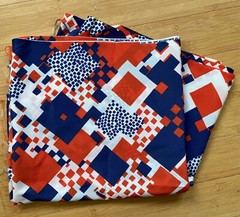 Klopman Mills 1971 Vintage Drapey Woven Dacron Poly Red White Blue 3 YD x 44″