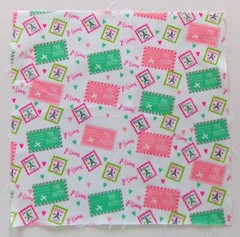 Cotton Fabric Pic A – Paris Stamps on White – 10 5/8″ L x 10 7/8″ W Quilt Sew