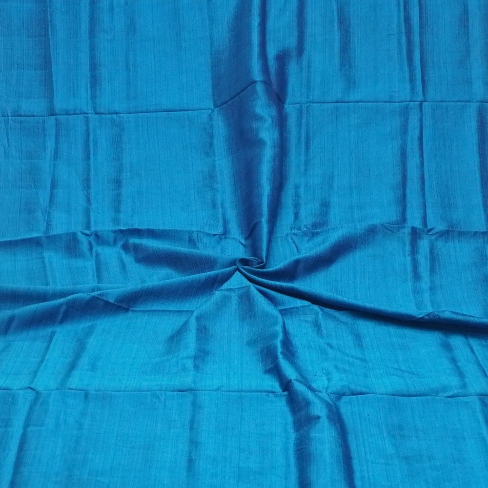 Vintage Blue 100% Pure Silk Handloom Sari Remnant 5YD Craft Fabric Silk Scrap