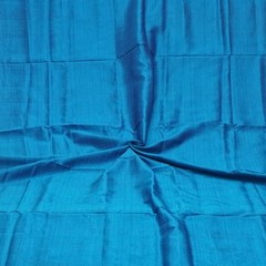 Vintage Blue 100% Pure Silk Handloom Sari Remnant 5YD Craft Fabric Silk Scrap