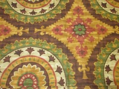 1 1/4 Yd Screen Print Solarium Richloom Outdoor FABRIC Gold/Red/Green FLORAL